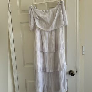 Elegant White Off-Shoulder Layered Dress